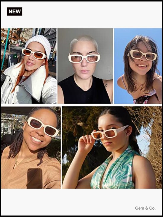 Retro Small Square Sunglasses 90s Y2K Rectangle UV400